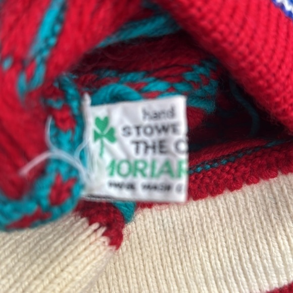 Stowe Vermont Moriarty Hand Knitted Ski Hat Wool Red **Flawed** - Picture 4 of 8